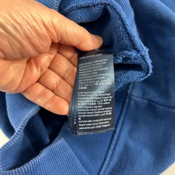 Tommy Hilfiger Jeans Sweatshirt Mens Size Small Rainbow Spell Out Blue Pullover - Picture 6 of 8